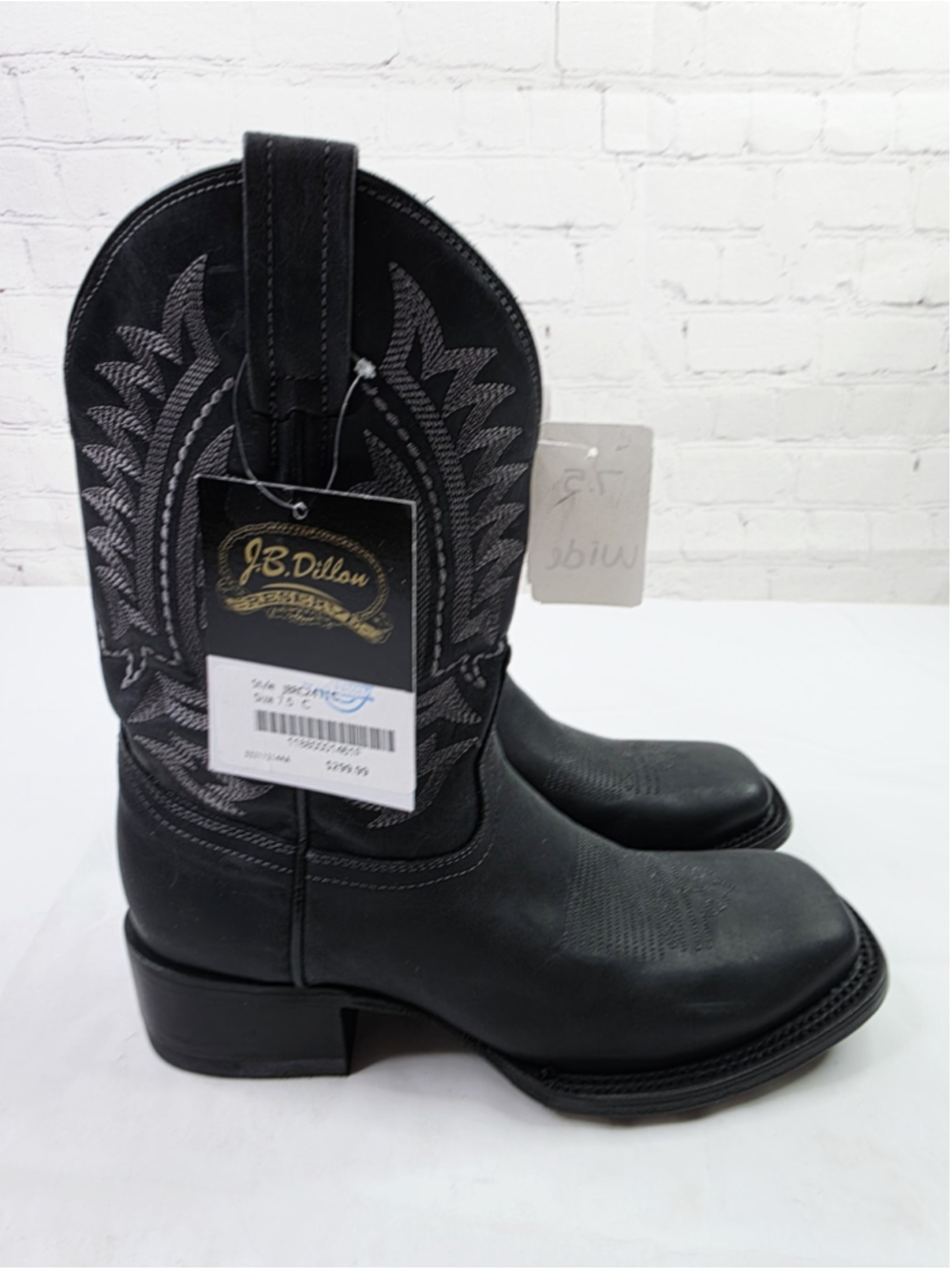 JB DILLON COWBOY SQUARE TOE BLACK BOOTS WOMEN'S SIZE 7.5 C